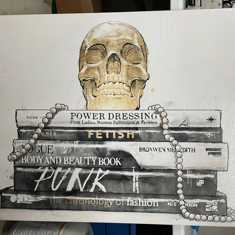 Z Gallerie Pearls And Punk Canvas Wall Art (40” x 30”)